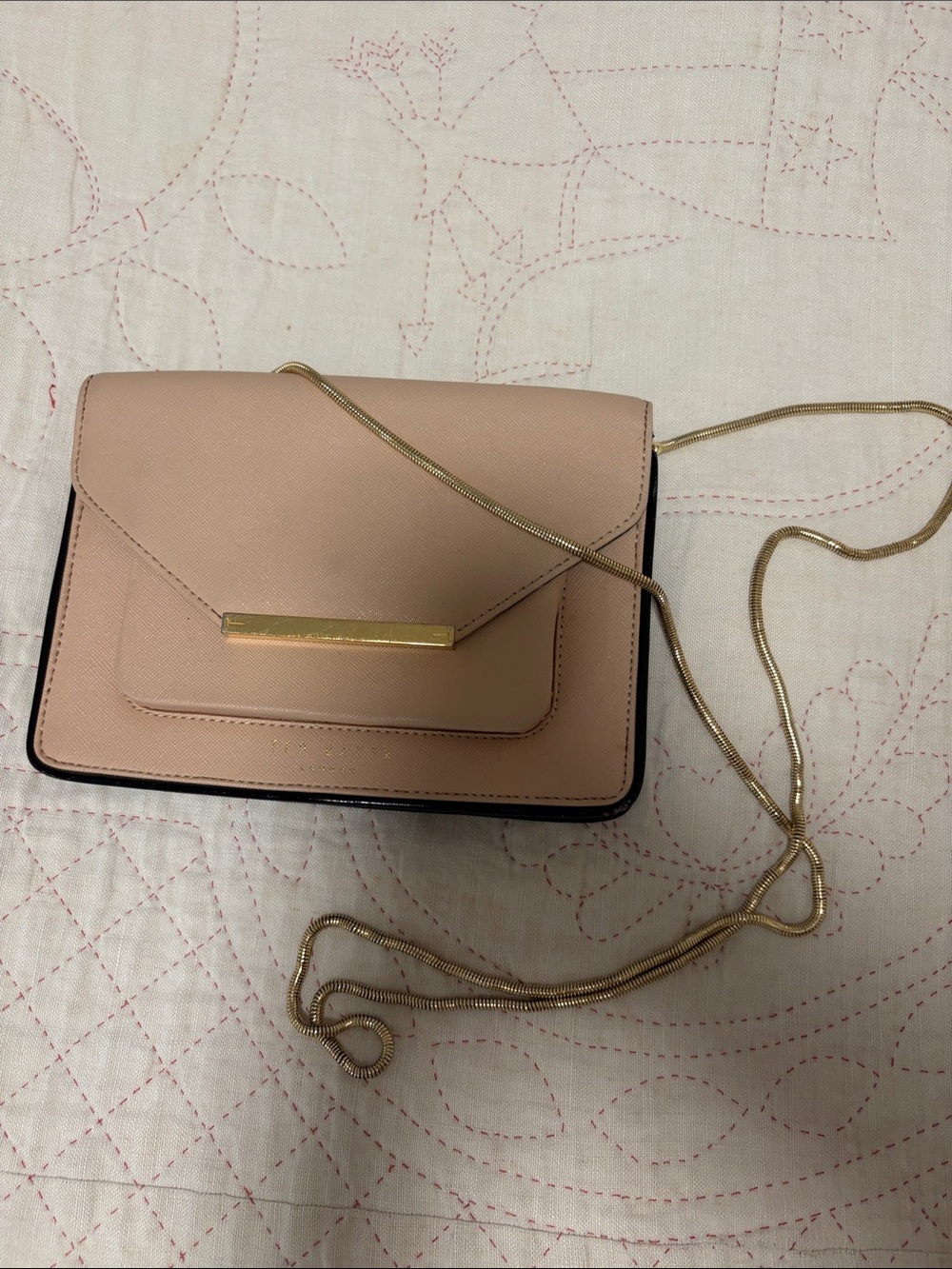 Ted Baker Blush Pink Envelope Crossbody with Gold Chain